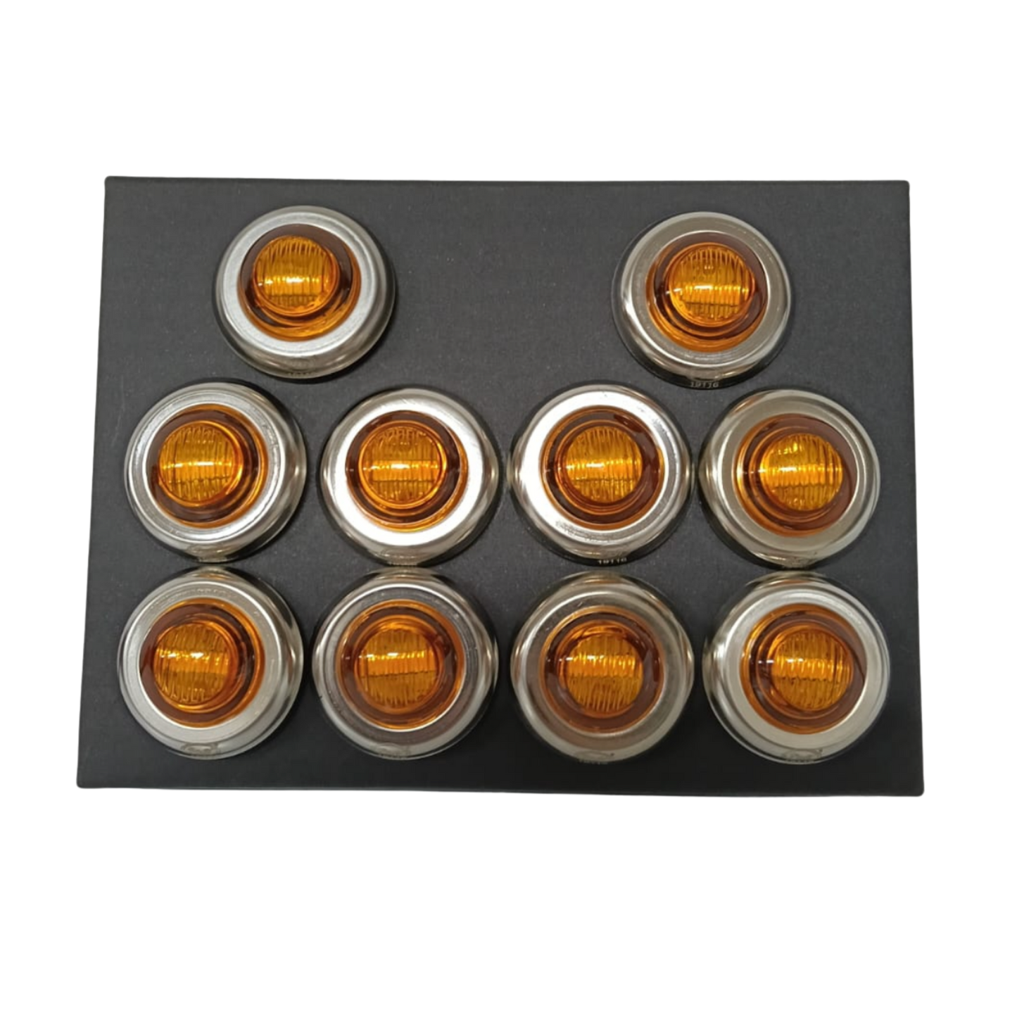 Paquete 10 Piezas: Plafón Micro LED 3/4" Ámbar "Ojo de Buey" (Tipo Bala) - Incluye Hules y Conectores