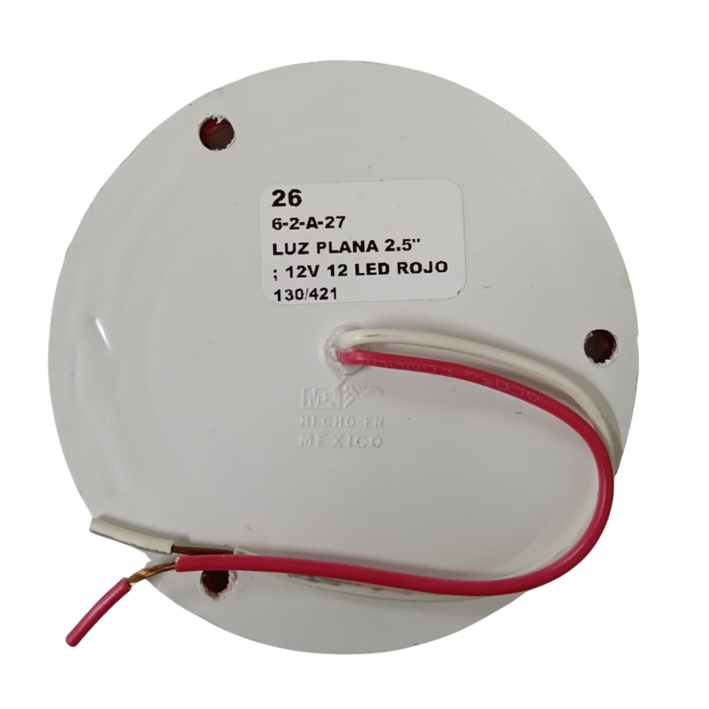 Plafón Marcador Redondo 2.5" Plano 12 LED Rojo de Alta Intensidad - 12V