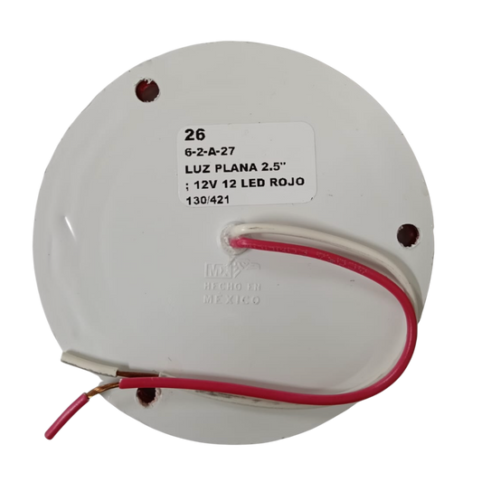 Plafón Marcador Redondo 2.5" Plano 12 LED Rojo de Alta Intensidad - 12V