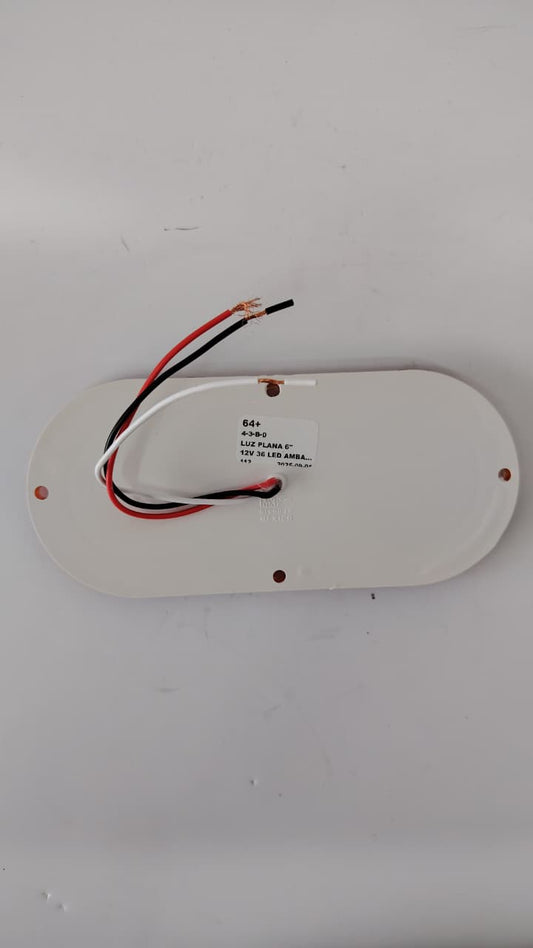 Plafón Ovalado 6" Plano - 36 LEDs Ámbar de Alto Brillo (Direccional y Cuartos) - 12V