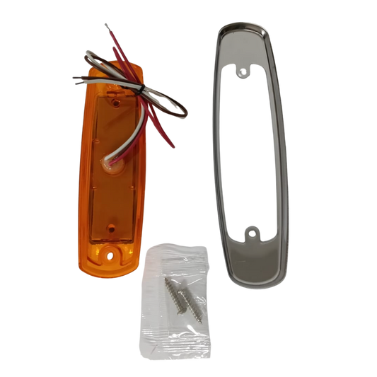 Plafón Rectangular Tipo Peterbilt 12 LEDs Ámbar con Bisel Cromado - Alta y Baja (Cuarto y Direccional)