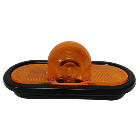 Kit Plafón Ovalado Ámbar con "Chipote" (Bola Central) - Luz Lateral Mid-Turn (Incandescente)