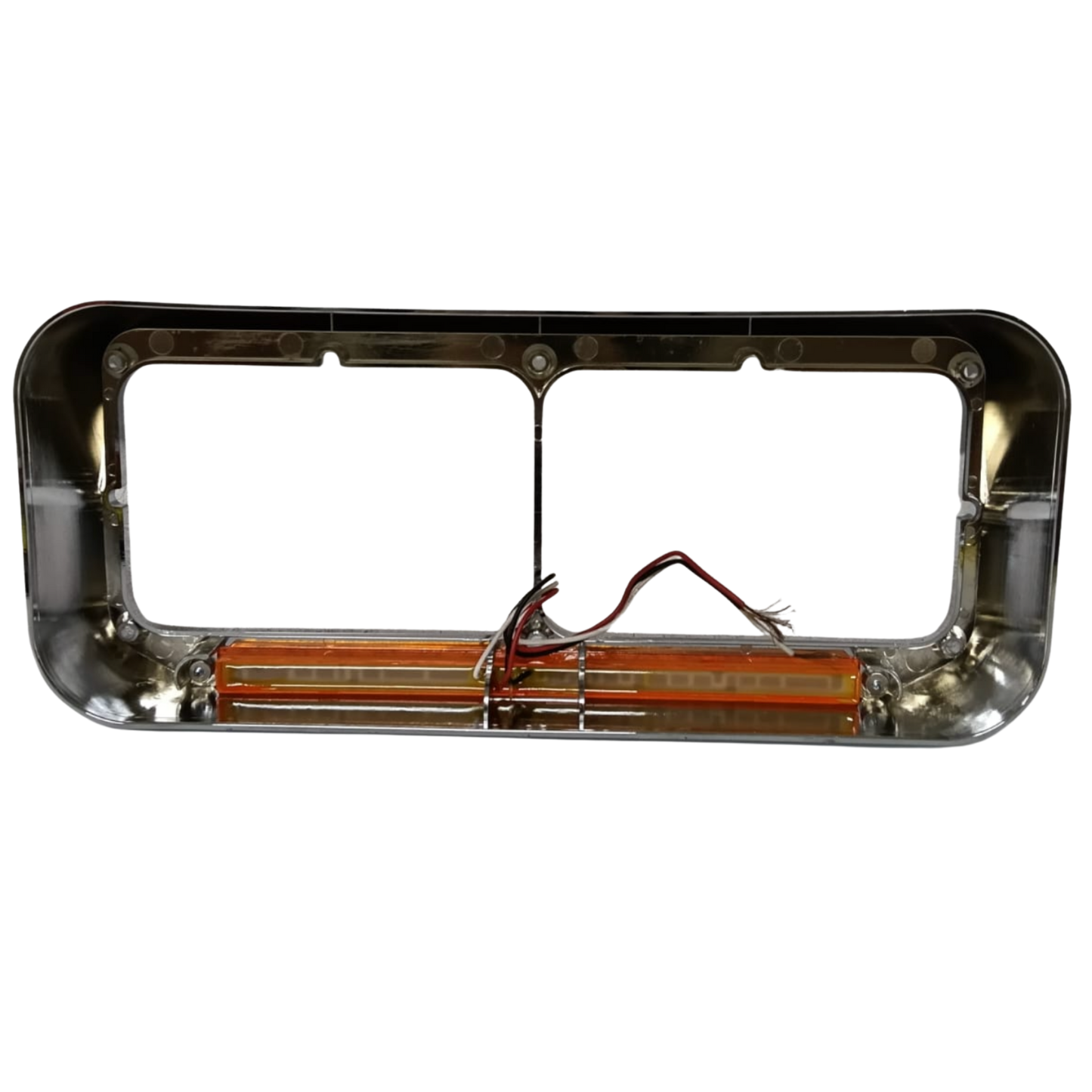 Bisel Cromado para Faro Rectangular Doble con Tira LED Ámbar (14 LED) - Kenworth T800/T600/W900