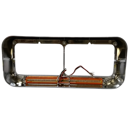 Bisel Cromado para Faro Rectangular Doble con Tira LED Ámbar (14 LED) - Kenworth T800/T600/W900