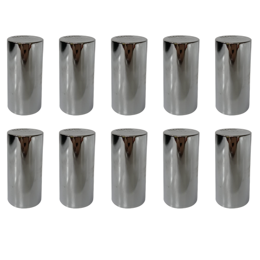 Kit 10 Piezas: Capuchones Cromados 33mm Estilo "Plano" (Flat Top) con Rosca - Para 1 Rueda