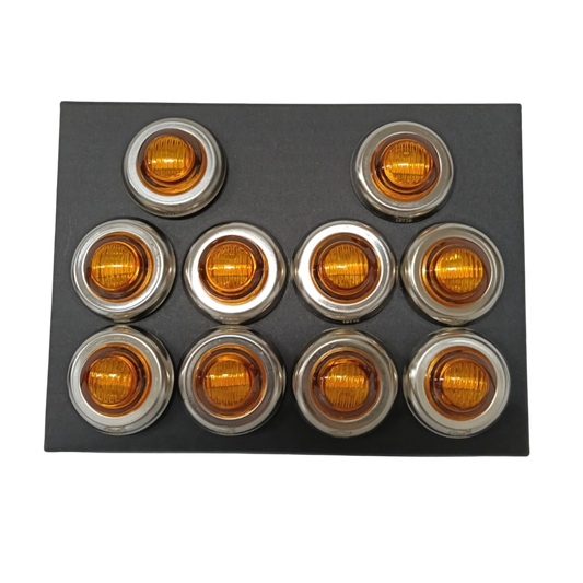 Paquete 10 Piezas: Plafón Micro LED 3/4" Ámbar "Ojo de Buey" (Tipo Bala) - Incluye Hules y Conectores