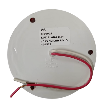 Plafón Marcador Redondo 2.5" Plano 12 LED Rojo de Alta Intensidad - 12V