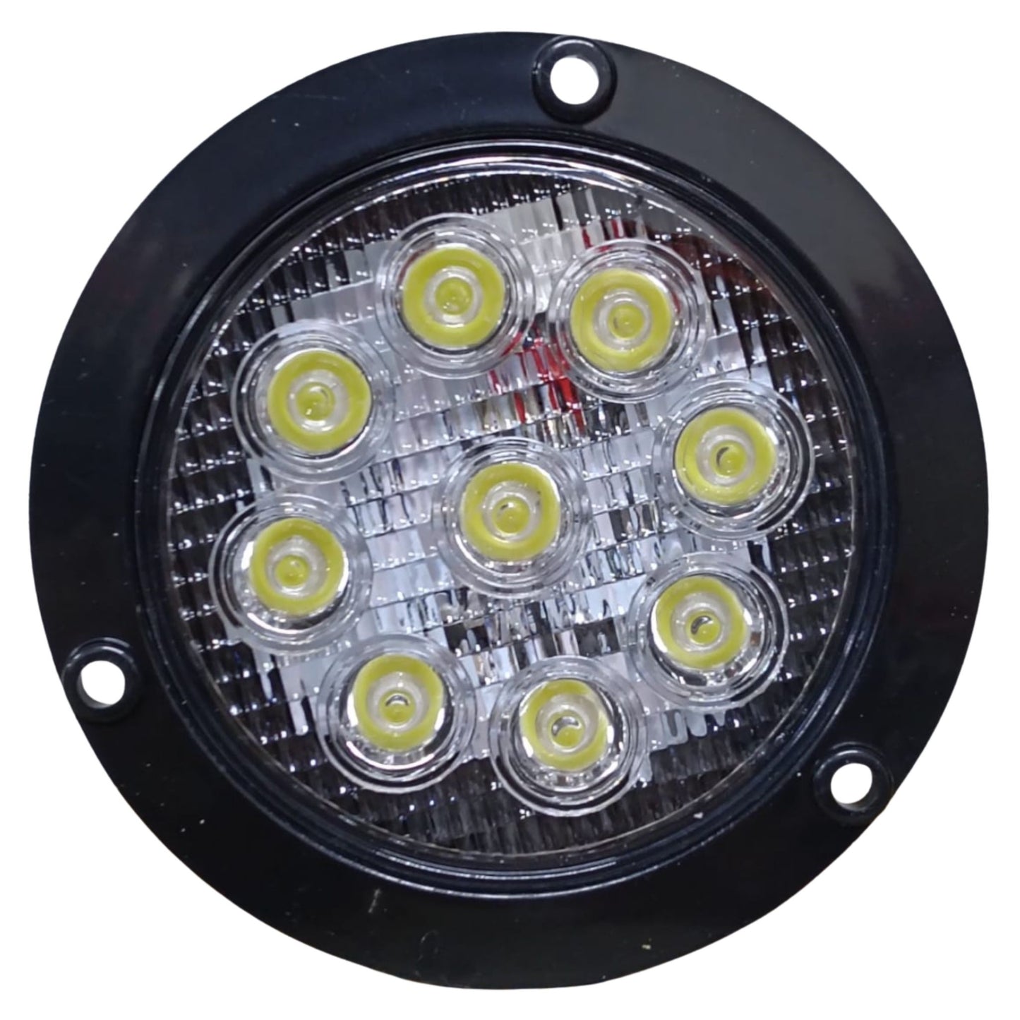 Plafón Redondo 4" Blanco 9 LEDs con Base Negra (Luz de Reversa) - 10725