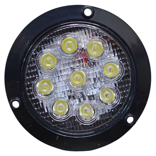 Plafón Redondo 4" Blanco 9 LEDs con Base Negra (Luz de Reversa) - 10725