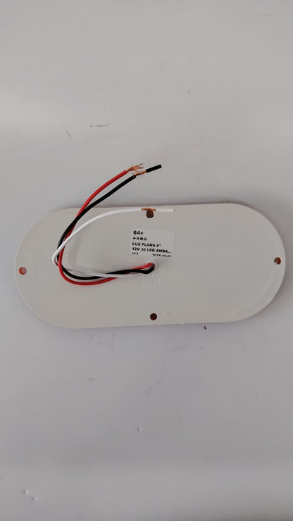 Plafón Ovalado 6" Plano - 36 LEDs Ámbar de Alto Brillo (Direccional y Cuartos) - 12V