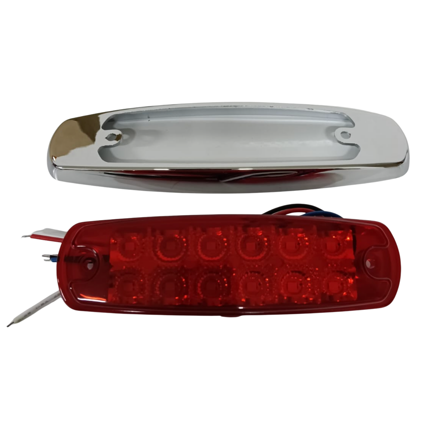Plafón Rectangular Tipo Peterbilt "Perfil Alto" (Clásico) 12 LEDs Rojo - Funciones Stop y Cuarto