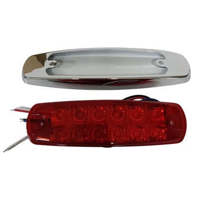 Plafón Rectangular Tipo Peterbilt "Perfil Alto" (Clásico) 12 LEDs Rojo - Funciones Stop y Cuarto