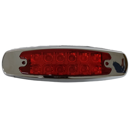 Plafón Rectangular Tipo Peterbilt "Perfil Alto" (Clásico) 12 LEDs Rojo - Funciones Stop y Cuarto
