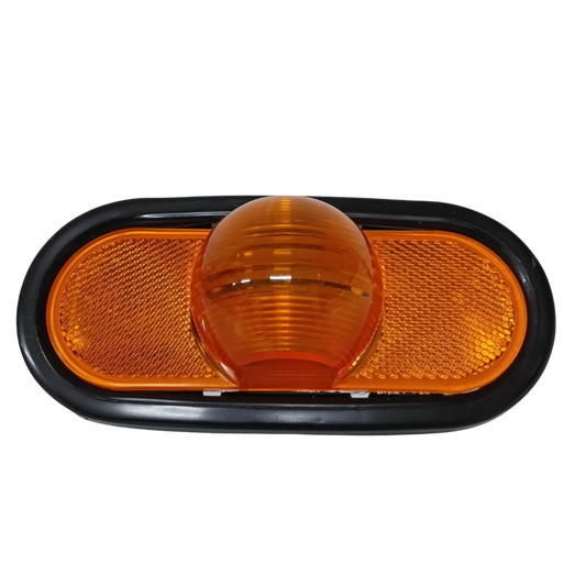 Kit Plafón Ovalado Ámbar con "Chipote" (Bola Central) - Luz Lateral Mid-Turn (Incandescente)