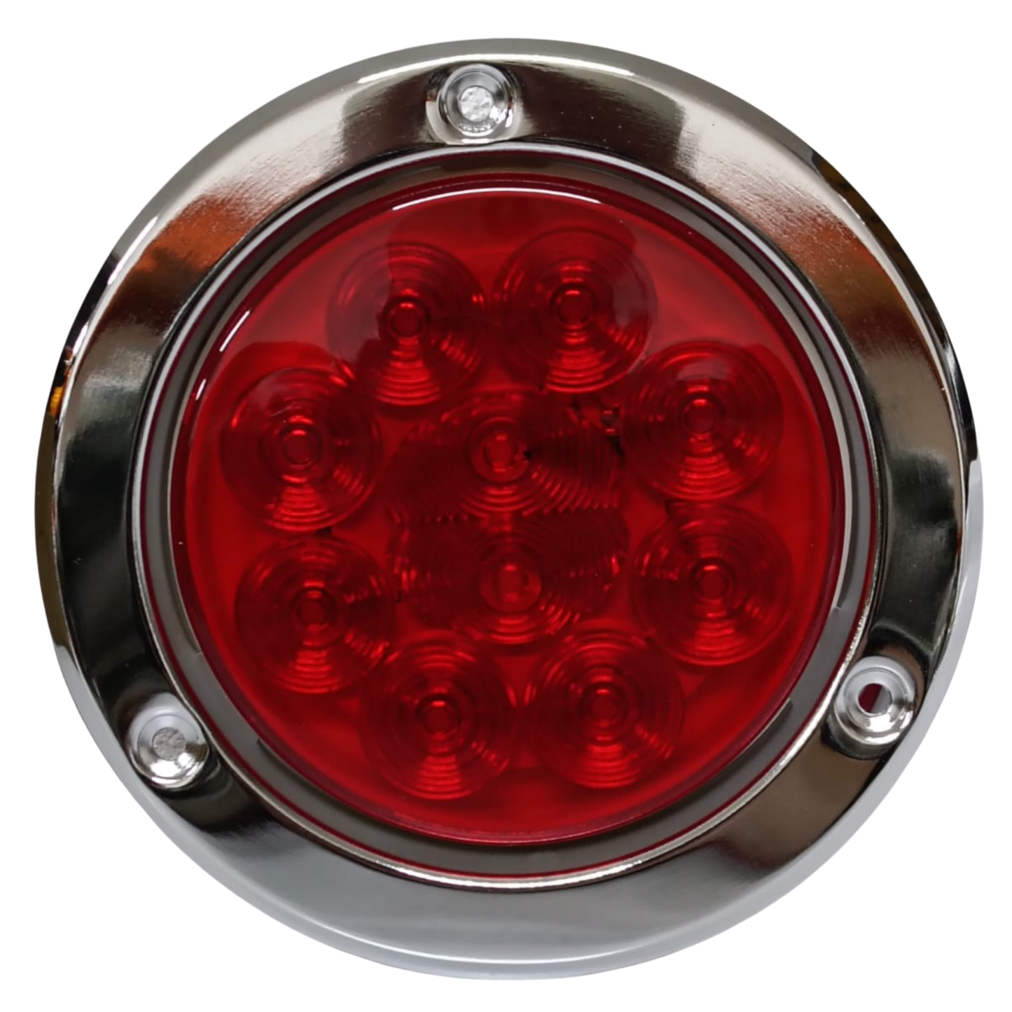 Plafón Redondo 4" LED Rojo (10 LED) con Estrobo de Seguridad - Stop y Cuarto (Tipo 15325)