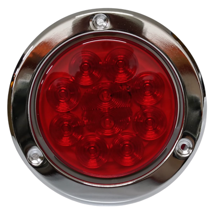 Plafón Redondo 4" LED Rojo (10 LED) con Estrobo de Seguridad - Stop y Cuarto (Tipo 15325)