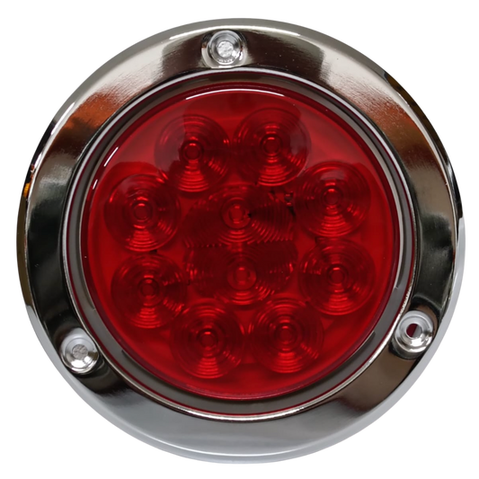 Plafón Redondo 4" LED Rojo (10 LED) con Estrobo de Seguridad - Stop y Cuarto (Tipo 15325)
